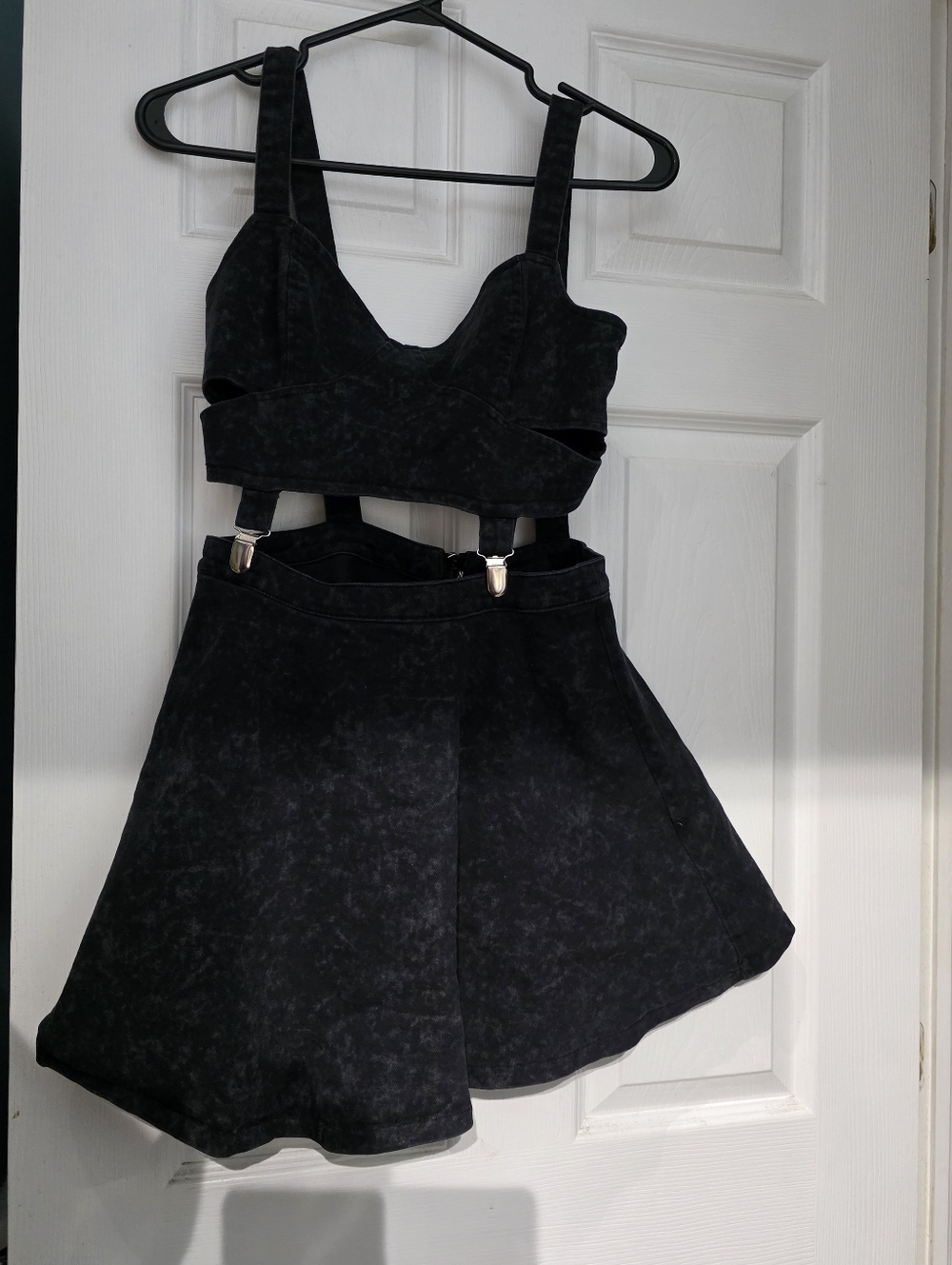 Hot & Delicious Acid Wash Skater Dress - Cut-Out Waist Detail - Size M